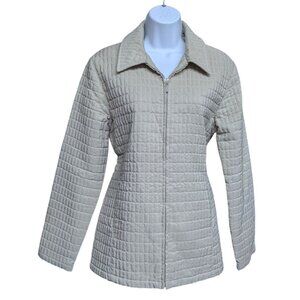Geoffrey Beene Sport Women's Beige Quilted full Zip Jacket Size M